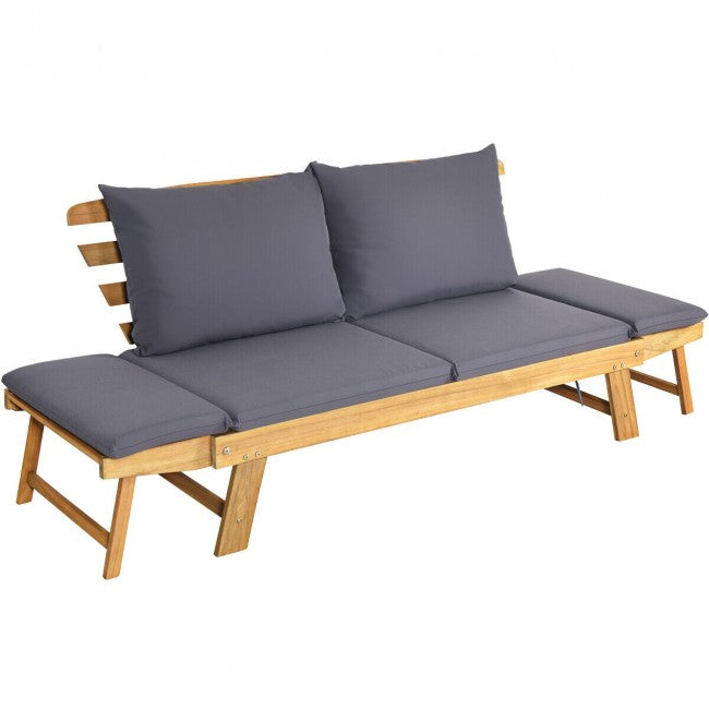 Adjustable Patio Convertible Sofa with Thick Cushion