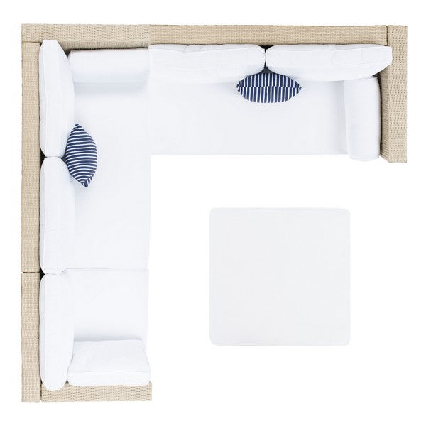 Analon Outdoor Sectional/Beige White Cushion