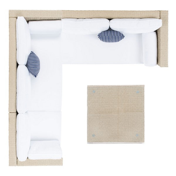 Analon Outdoor Sectional/Beige White Cushion