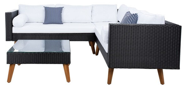Analon Outdoor Sectional/Black White Cushion