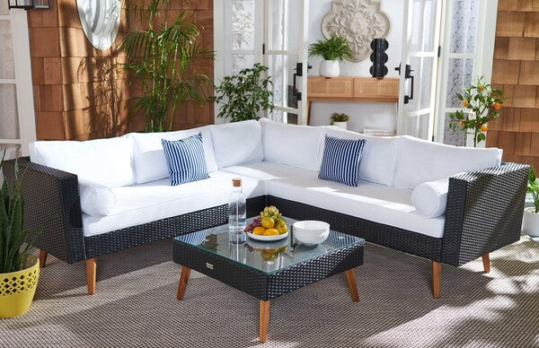 Analon Outdoor Sectional/Black White Cushion