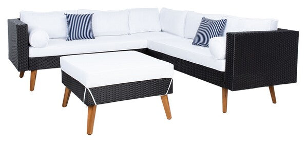 Analon Outdoor Sectional/Black White Cushion