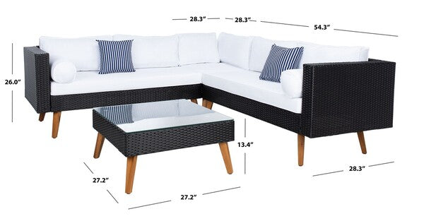 Analon Outdoor Sectional/Black White Cushion