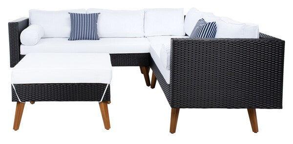Analon Outdoor Sectional/Black White Cushion