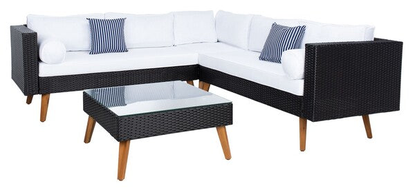 Analon Outdoor Sectional/Black White Cushion