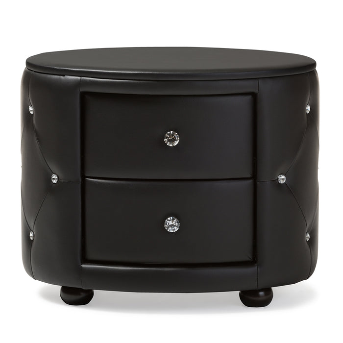 Davina Glamour Style Oval Nightstand Black