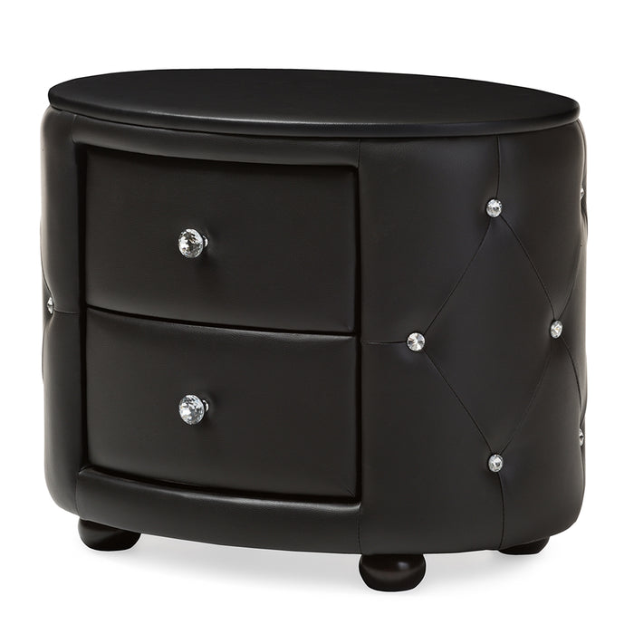 Davina Glamour Style Oval Nightstand Black