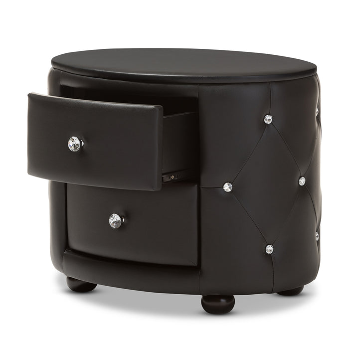 Davina Glamour Style Oval Nightstand Black