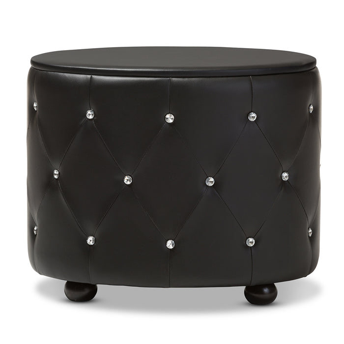 Davina Glamour Style Oval Nightstand Black