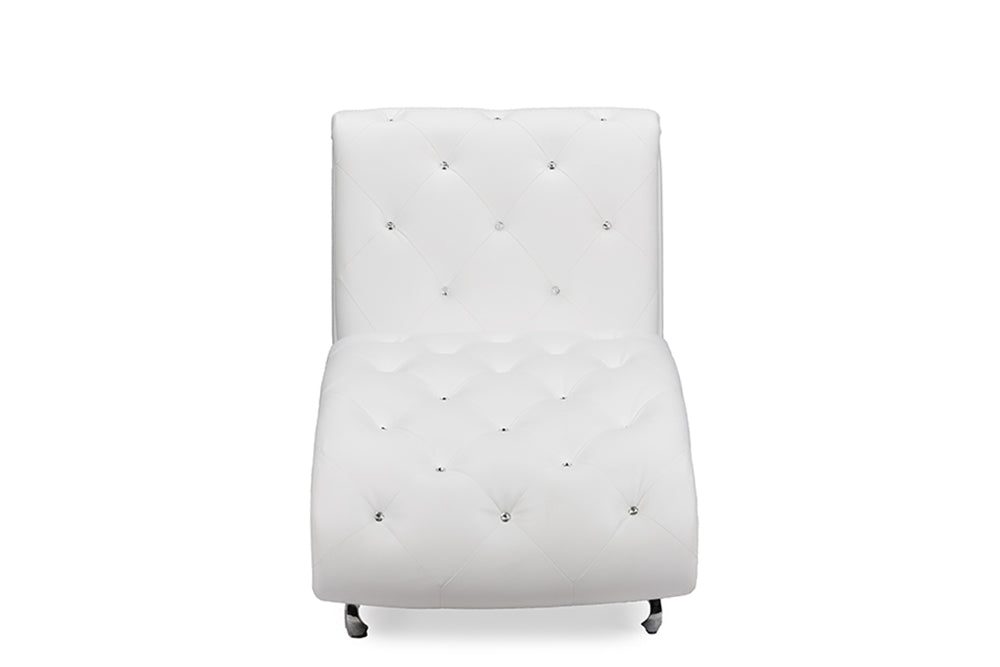 Pease White Faux Leather Upholstered Chaise Lounge - Cool Stuff & Accessories