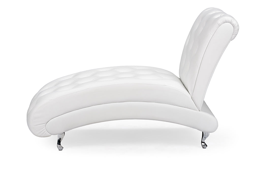 Pease White Faux Leather Upholstered Chaise Lounge - Cool Stuff & Accessories