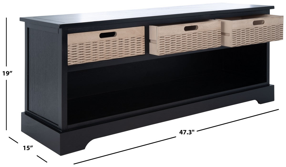 Landers 3 Drawer Storage Bench/Black - Cool Stuff & Accessories