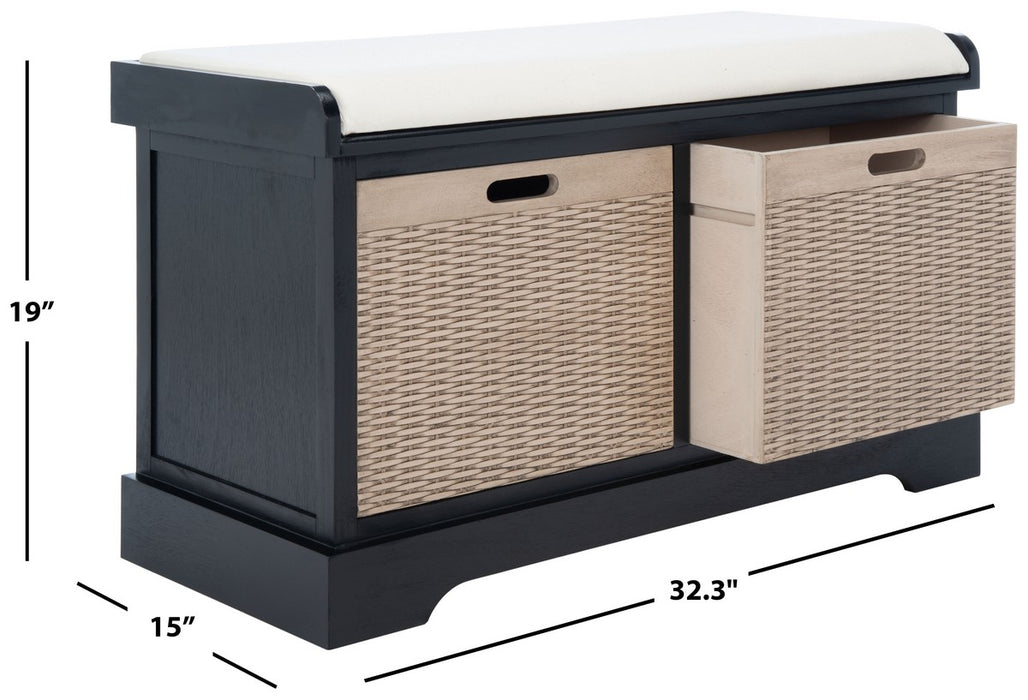 Landers 2 Drawer / Cushion Storage Bench/ Black - Cool Stuff & Accessories