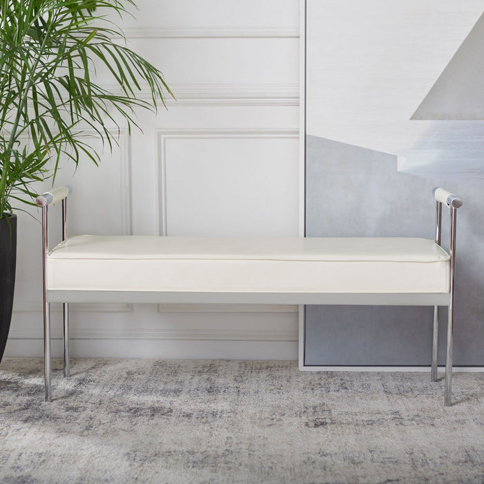 Pim Long Rectangle Bench W/ Arms/White - Cool Stuff & Accessories