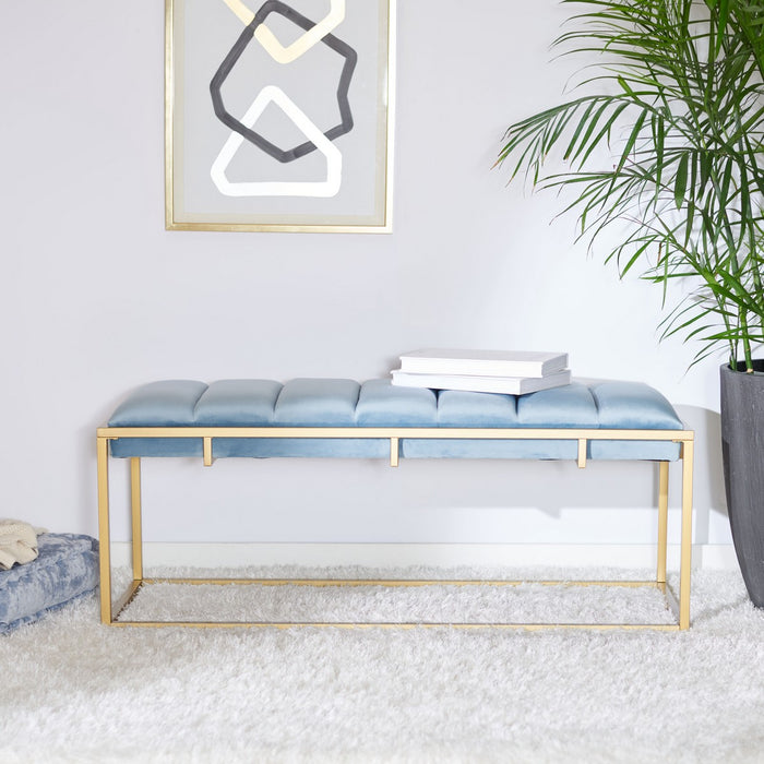 Thalam Channel Tufted Bench/Slate Blue - Cool Stuff & Accessories