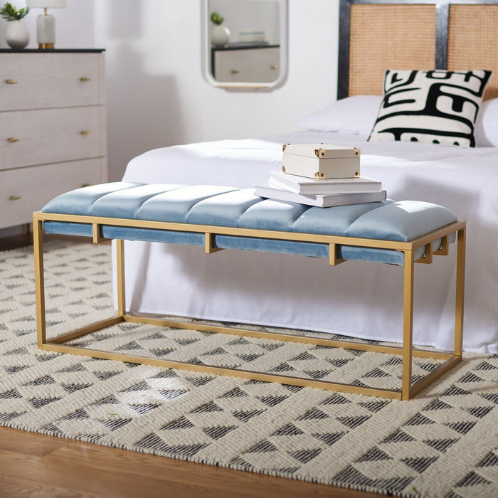 Thalam Channel Tufted Bench/Slate Blue - Cool Stuff & Accessories