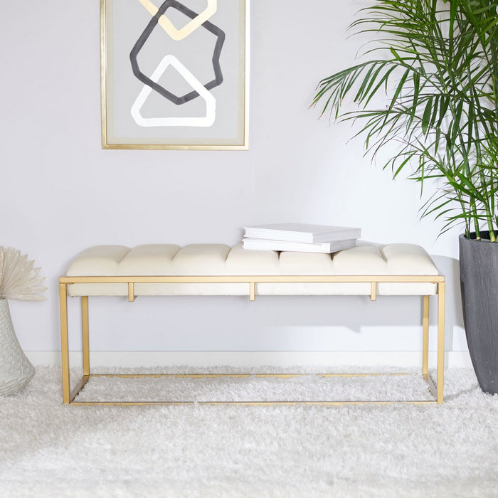 Thalam Channel Tufted Bench/Cream - Cool Stuff & Accessories