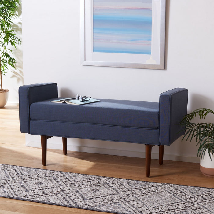 Henri Midcentury Bench/Navy Linen - Cool Stuff & Accessories