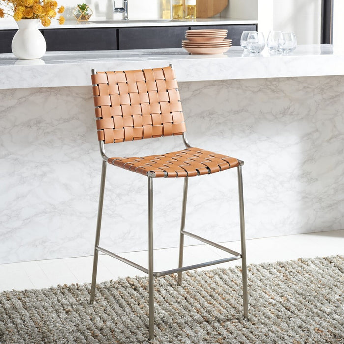 Bahari Woven Counter Stool/Cognac Silver