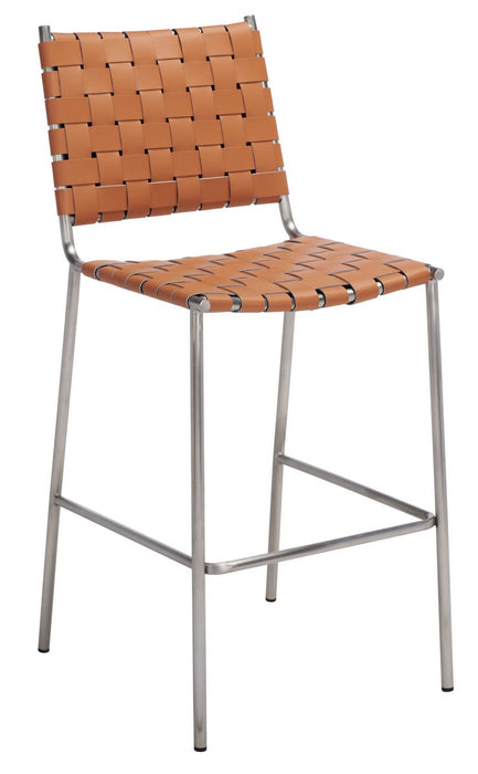 Bahari Woven Counter Stool/Cognac Silver