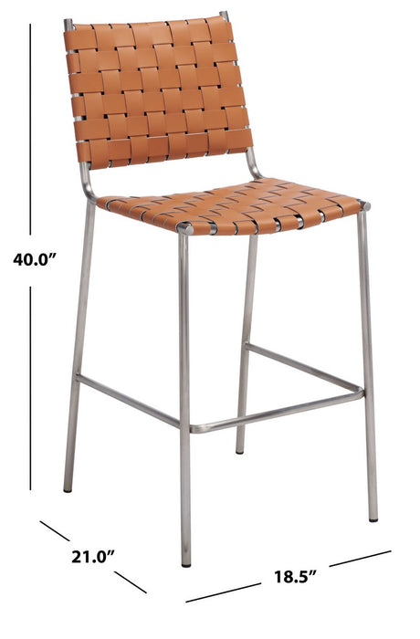 Bahari Woven Counter Stool/Cognac Silver