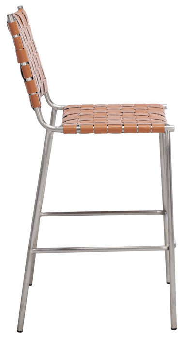 Bahari Woven Counter Stool/Cognac Silver