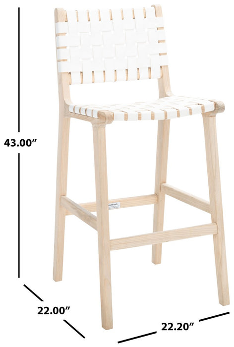 Adah Contemporary White Leather Bar Stool - Cool Stuff & Accessories