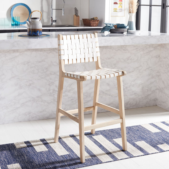 Adah Contemporary White Leather Bar Stool - Cool Stuff & Accessories