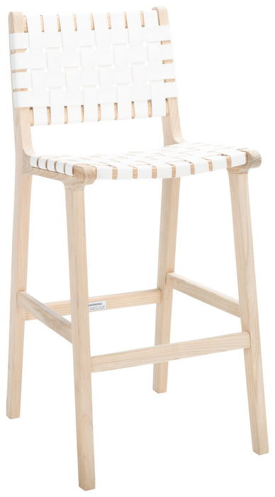 Adah Contemporary White Leather Bar Stool - Cool Stuff & Accessories