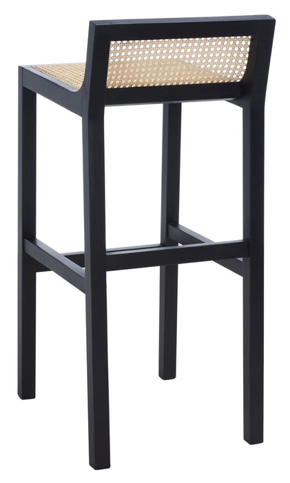 Saito Low Back Cane Bar Stool/Black Natural