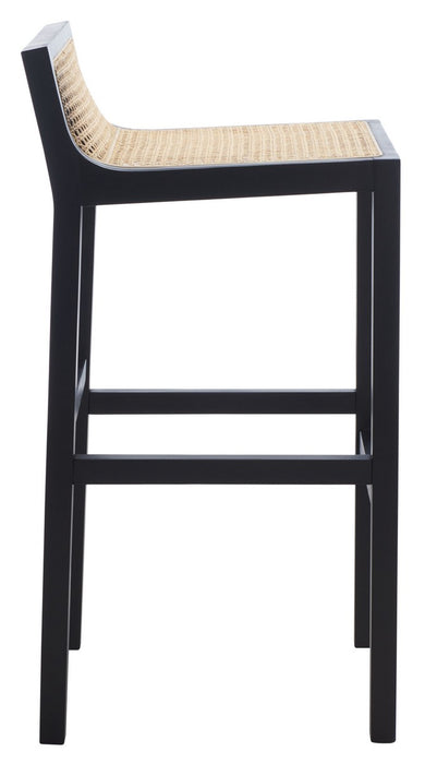 Saito Low Back Cane Bar Stool/Black Natural