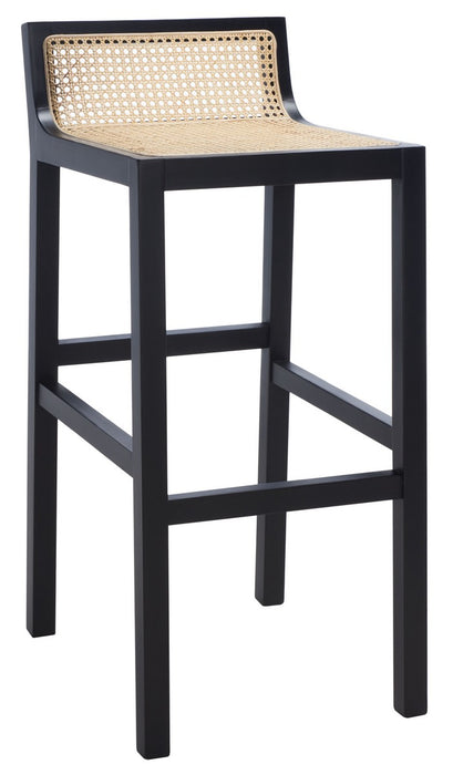 Saito Low Back Cane Bar Stool/Black Natural