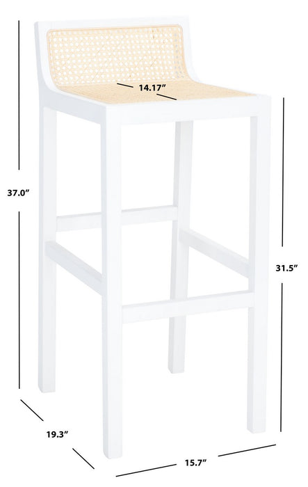 Saito Low Back Cane Bar Stool/White