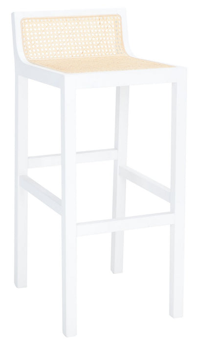 Saito Low Back Cane Bar Stool/White