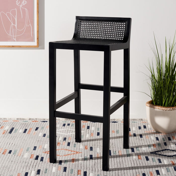 Saito Low Back Cane Bar Stool/Black