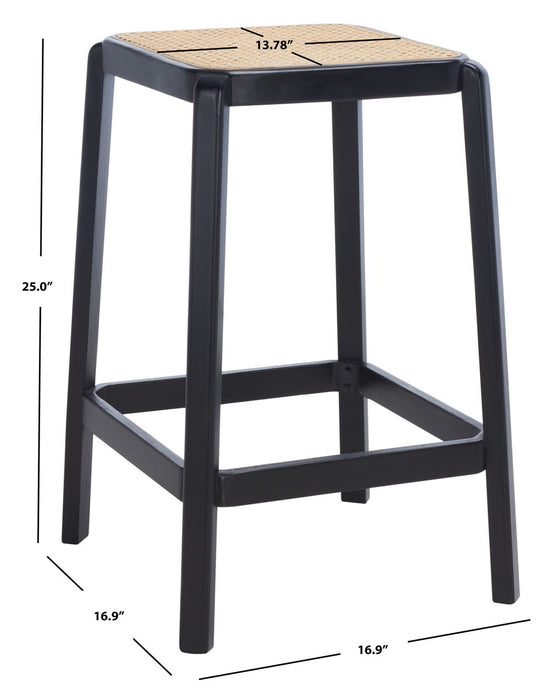 Silus Backless Cane Counter Stool/Black/Natural