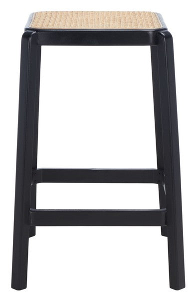 Silus Backless Cane Counter Stool/Black/Natural