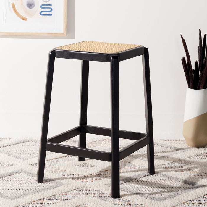 Silus Backless Cane Counter Stool/Black/Natural