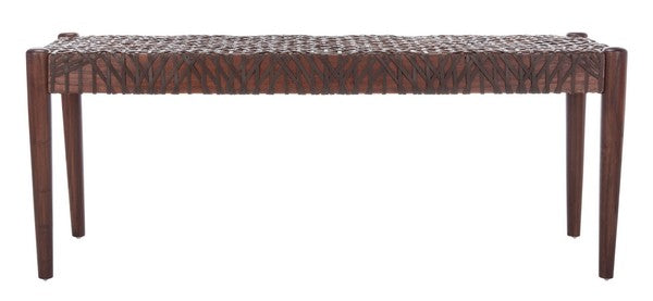 Bandelier Leather Weave Bench/Brown