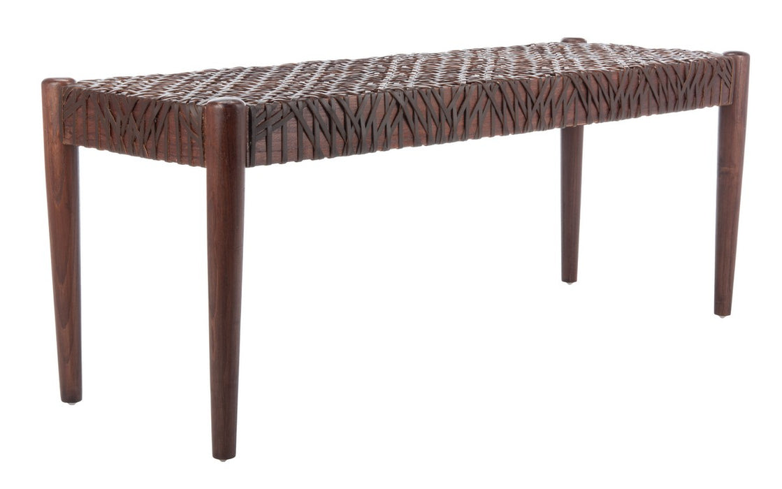 Bandelier Leather Weave Bench/Brown