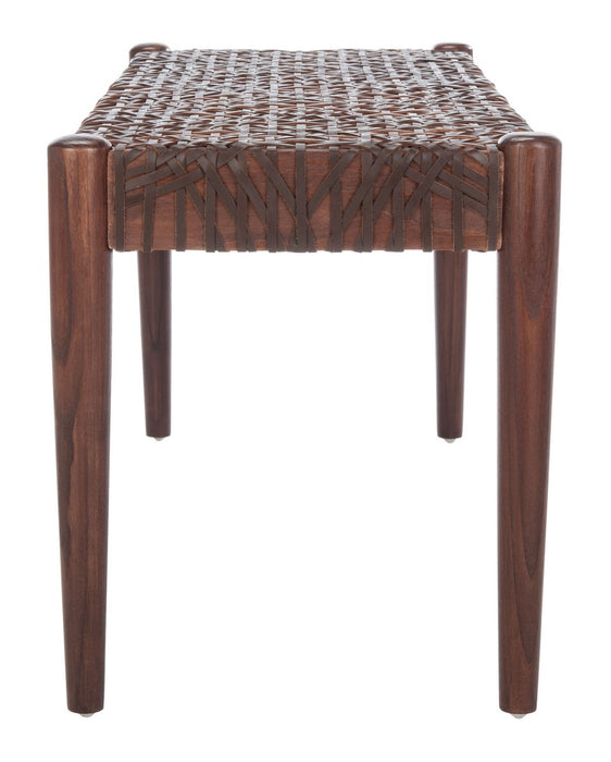 Bandelier Leather Weave Bench/Brown