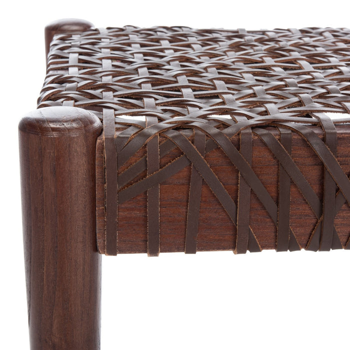 Bandelier Leather Weave Bench/Brown