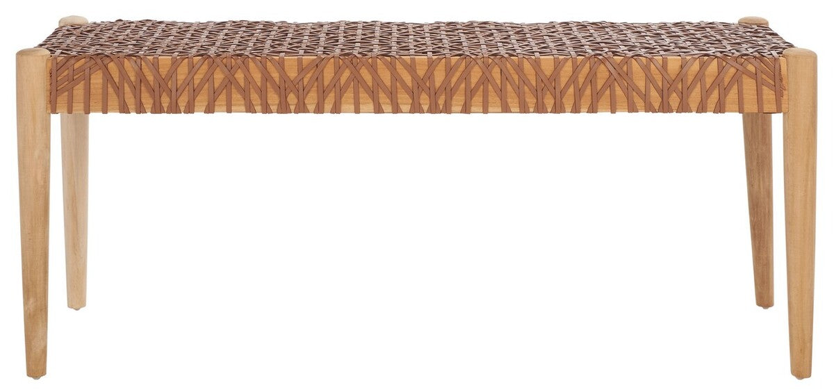 Bandelier Leather Weave Bench/Natural
