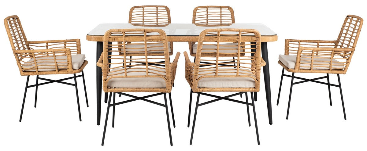 Beson 7 pc Dining Set Natural/ Beige Cushion - Cool Stuff & Accessories