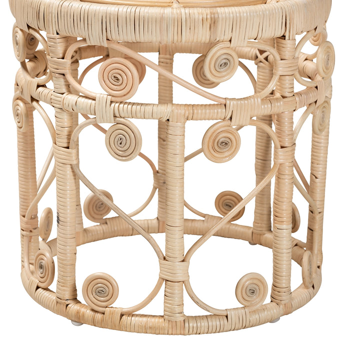 Bowie Bohemian Rattan  2 Piece Nesting End Table Set
