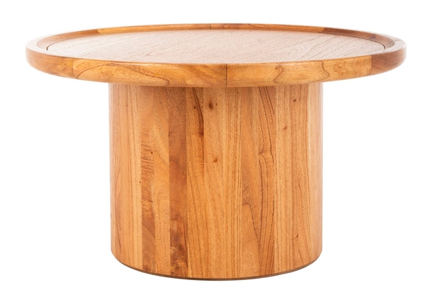 Devin Round Pedestal Coffee Table/ Natural Brown