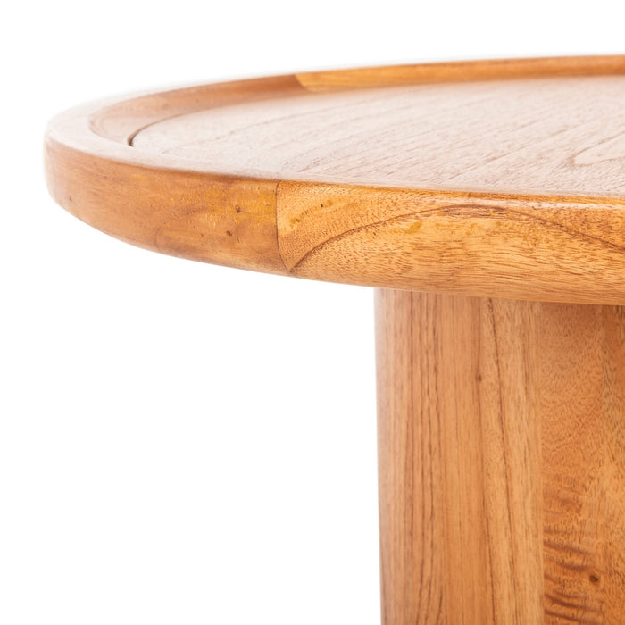 Devin Round Pedestal Coffee Table/ Natural Brown