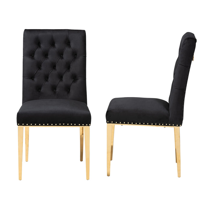 Caspera 2 Piece Dining Chair Set/Black Velvet