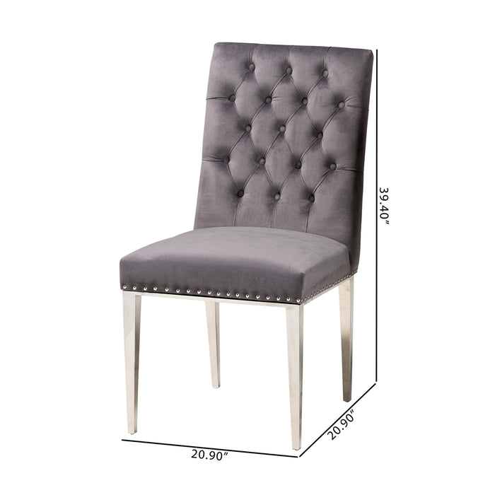 Caspera 2 Piece Dining Chair Set/Grey Velvet