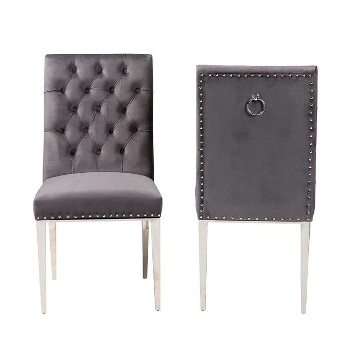 Caspera 2 Piece Dining Chair Set/Grey Velvet